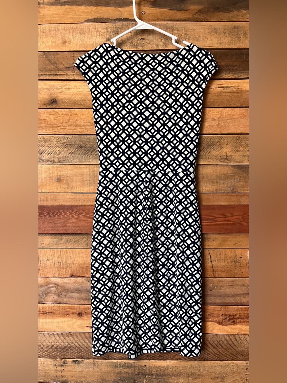 Ralph Lauren Navy & White Geometric Twist-Waist Midi Dress - Picture 6 of 7